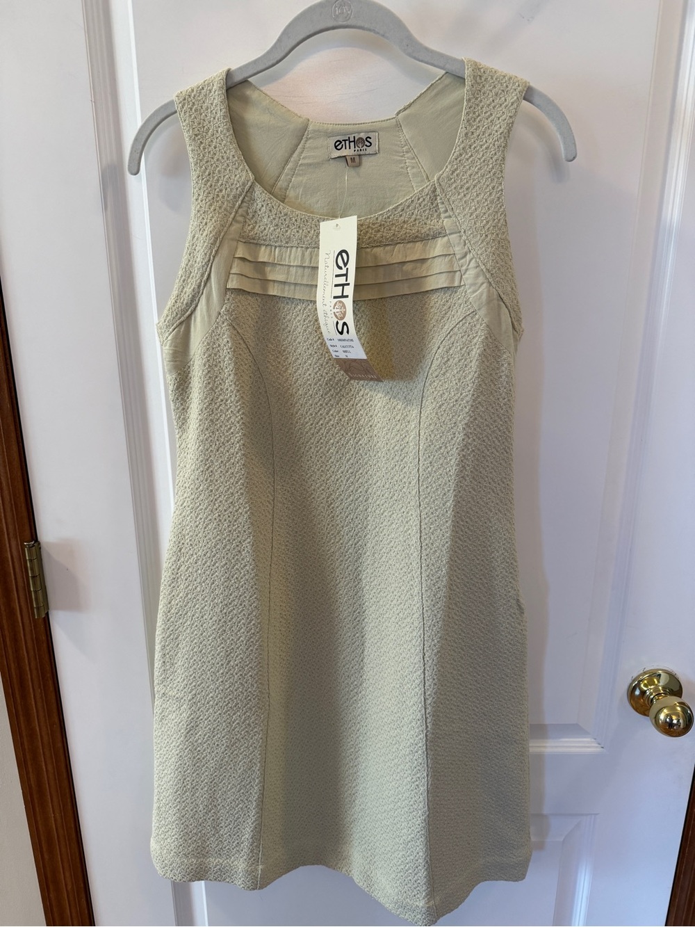 Ethos Paris NWT! Ladies Medium “Calcutta”Organic Cotton Dress in “Shell”